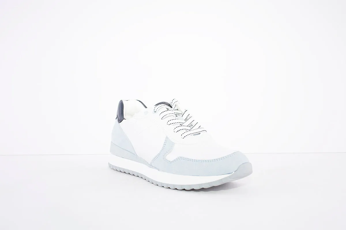 MARCO TOZZI - 23714-181 FLAT LACED FASHION SHOE - WHITE/BLUE