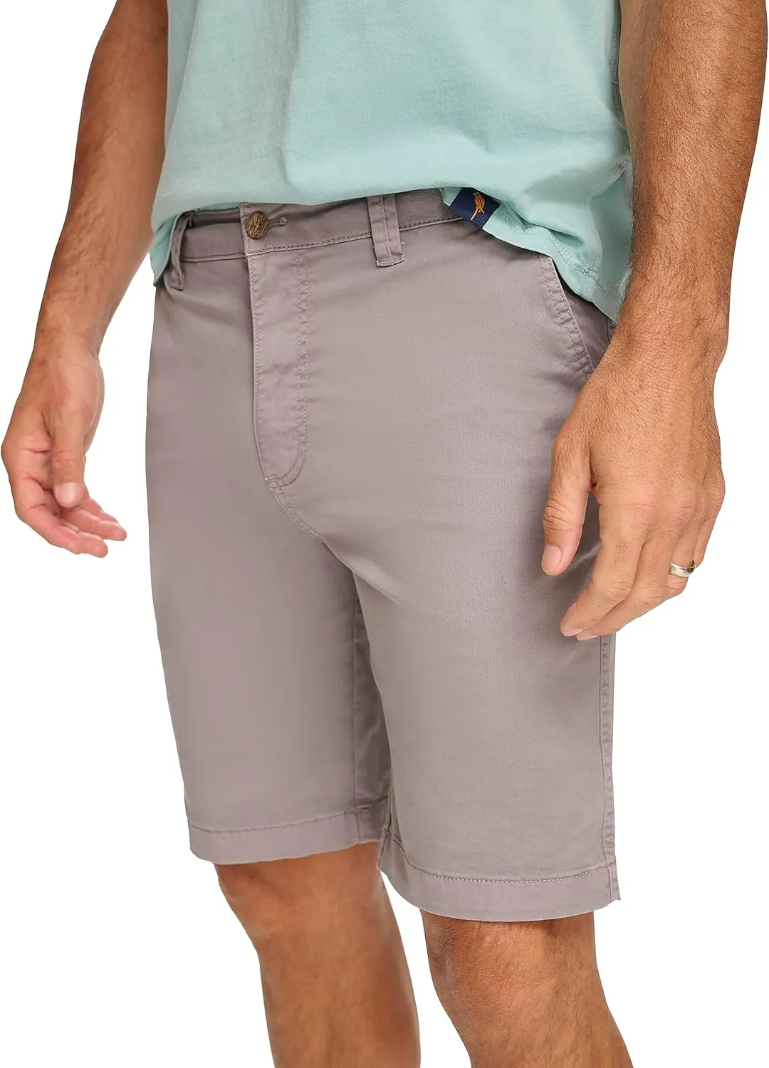 Margaritaville Men's Sun-Bleached-Cotton Shorts with Button/Zipper Waistband Closure