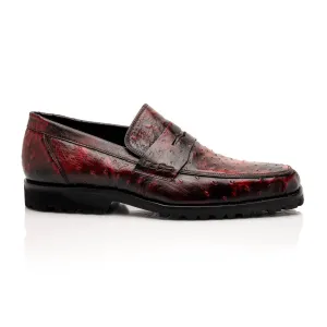 Mauri Debonair in Black / Cherry Mens Exotic Alligator / Nappa Leather Horsebit Loafers