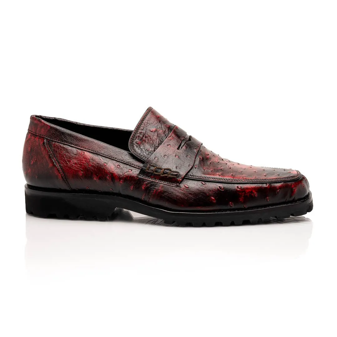 Mauri Debonair in Black / Cherry Mens Exotic Alligator / Nappa Leather Horsebit Loafers
