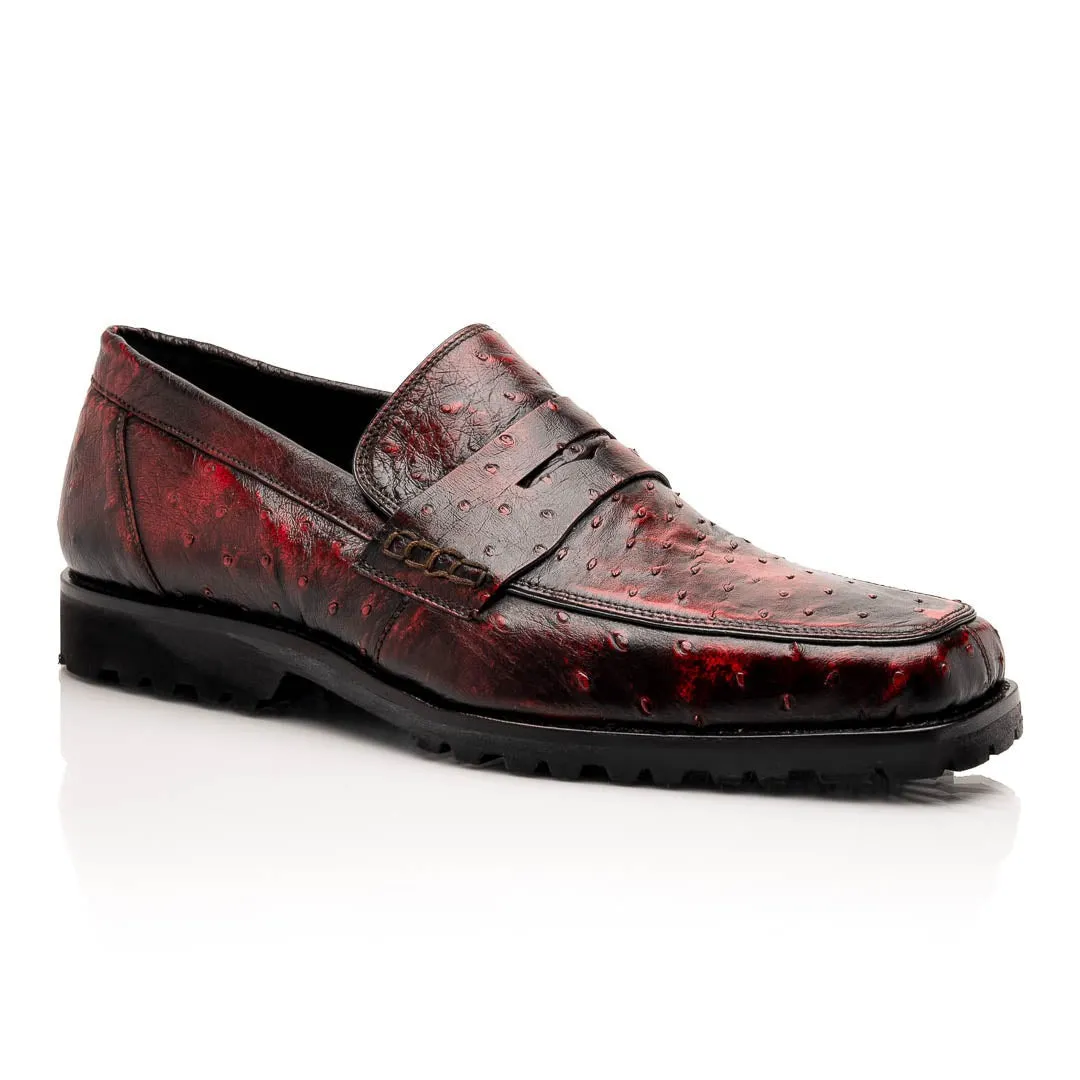 Mauri Debonair in Black / Cherry Mens Exotic Alligator / Nappa Leather Horsebit Loafers