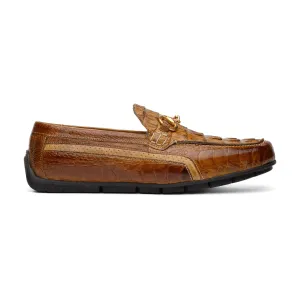 Mauri Polo in Mustard Mens Exotic Hornback / Ostrich Leg / Calf-Skin Leather Moccasin Driver Horsebit Loafers