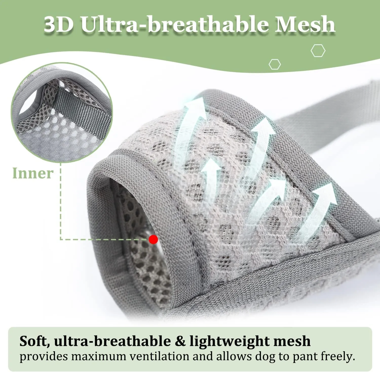 Mayerzon Dog Muzzle, Puppy Soft Mesh Muzzle for Small Medium Large Dogs Chihuahua Poodles Beagle Dachshund Corgis Labrador for Biting Chewing Grooming That Allows Panting Drinking(L, Grey)