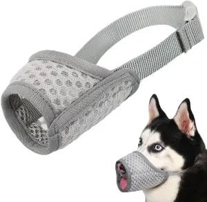 Mayerzon Dog Muzzle, Puppy Soft Mesh Muzzle for Small Medium Large Dogs Chihuahua Poodles Beagle Dachshund Corgis Labrador for Biting Chewing Grooming That Allows Panting Drinking(L, Grey)