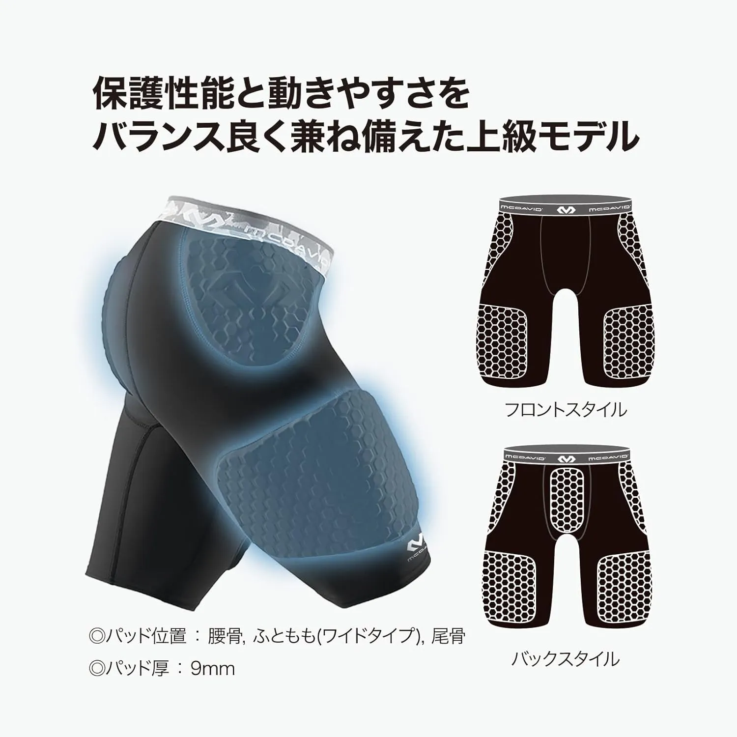 McDavid Compression Padded Shorts with HEX, Hip, Tailbone, Thigh Pads - Girdle Tights for Football, Hockey, Basketball-Unisex