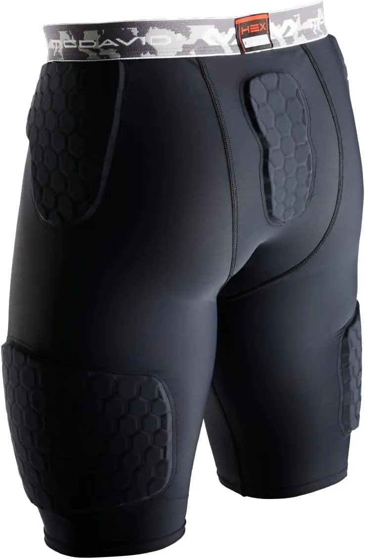 McDavid Compression Padded Shorts with HEX, Hip, Tailbone, Thigh Pads - Girdle Tights for Football, Hockey, Basketball-Unisex