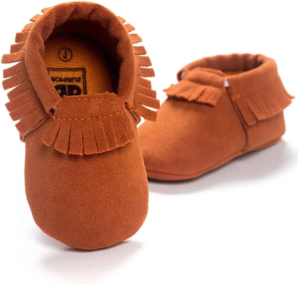 Meckior Infant Baby Girls Boys Premium Soft Sole Tassel Bowknot Moccasins Toddler Prewalker Princess Anti-Slip Crib Baptism Loafers Shoes
