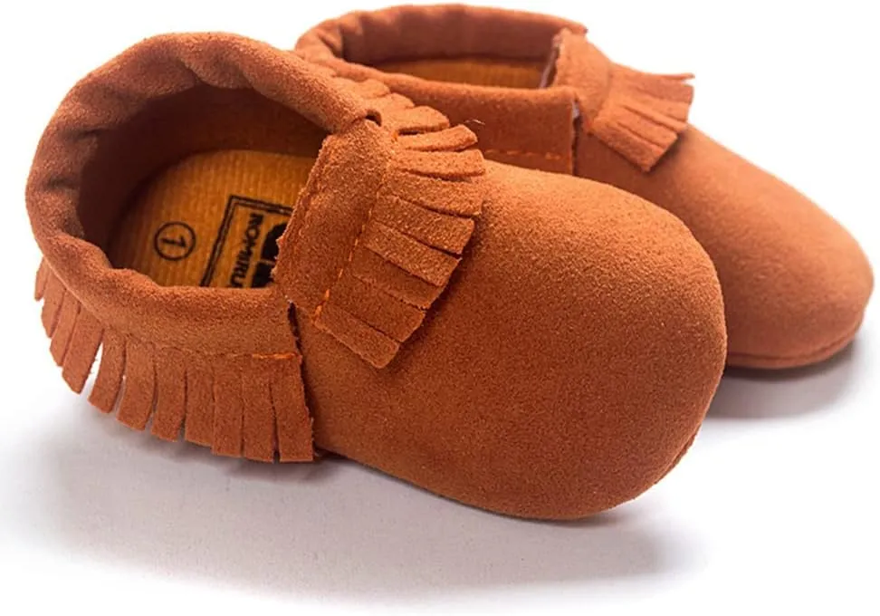 Meckior Infant Baby Girls Boys Premium Soft Sole Tassel Bowknot Moccasins Toddler Prewalker Princess Anti-Slip Crib Baptism Loafers Shoes