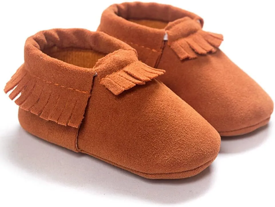 Meckior Infant Baby Girls Boys Premium Soft Sole Tassel Bowknot Moccasins Toddler Prewalker Princess Anti-Slip Crib Baptism Loafers Shoes
