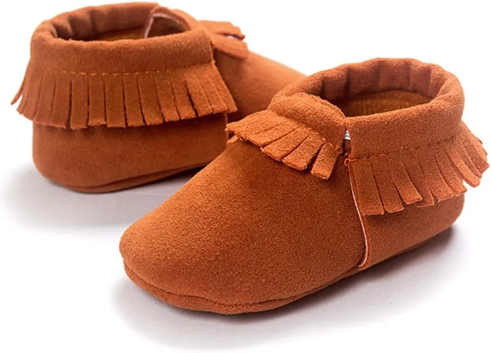Meckior Infant Baby Girls Boys Premium Soft Sole Tassel Bowknot Moccasins Toddler Prewalker Princess Anti-Slip Crib Baptism Loafers Shoes