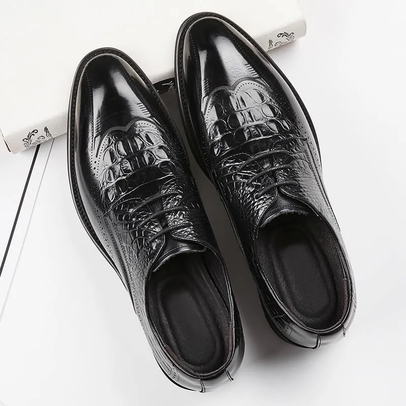 Men Classic Formal Oxford Fashionable Brogue Wingtip Leather Shoes Mens Everyday Breathable Business Casual Shoes