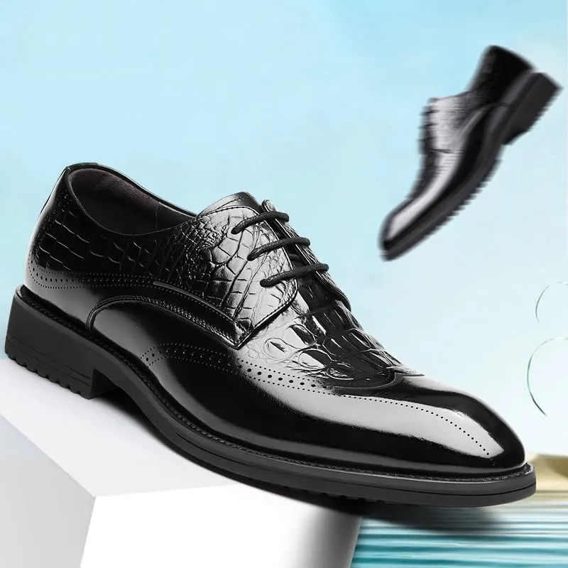 Men Classic Formal Oxford Fashionable Brogue Wingtip Leather Shoes Mens Everyday Breathable Business Casual Shoes