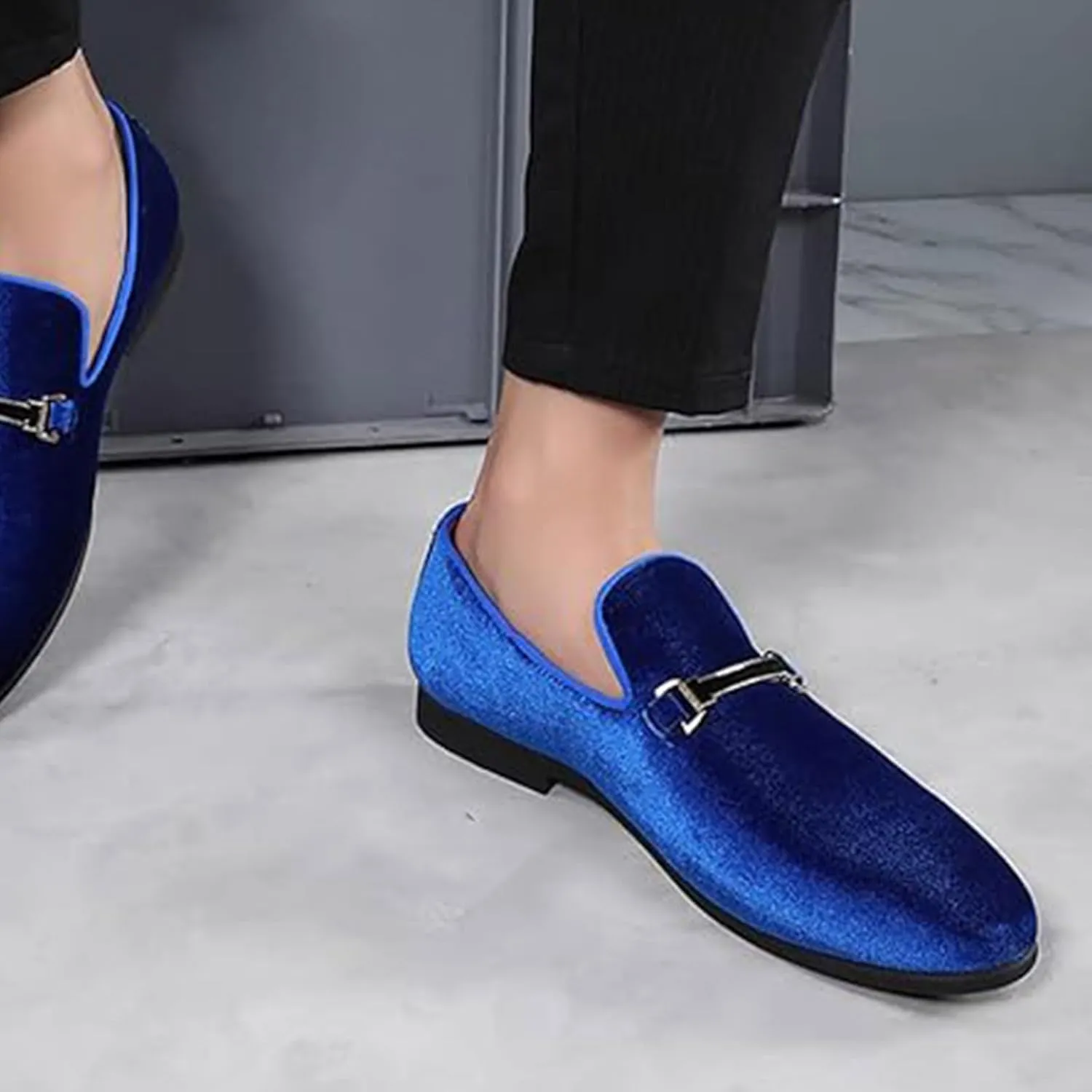 Men Formal Ball Shoes Velvet Loafers red Wedding Horsebit Flat Party Fashion Driving Shoes
