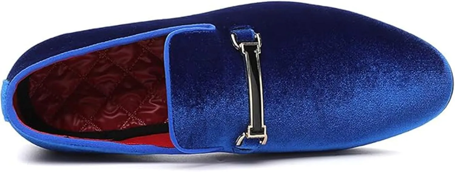 Men Formal Ball Shoes Velvet Loafers red Wedding Horsebit Flat Party Fashion Driving Shoes