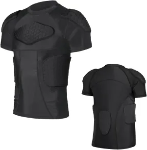 Men Padded Proctective Shirt 6-Pads Chest Rib Protector Padded Football Shirt Protective Gear for Football Rugby Basketball