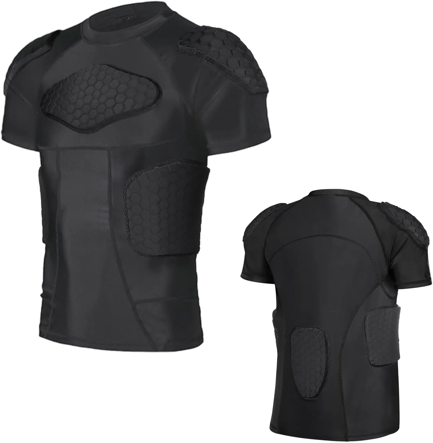 Men Padded Proctective Shirt 6-Pads Chest Rib Protector Padded Football Shirt Protective Gear for Football Rugby Basketball