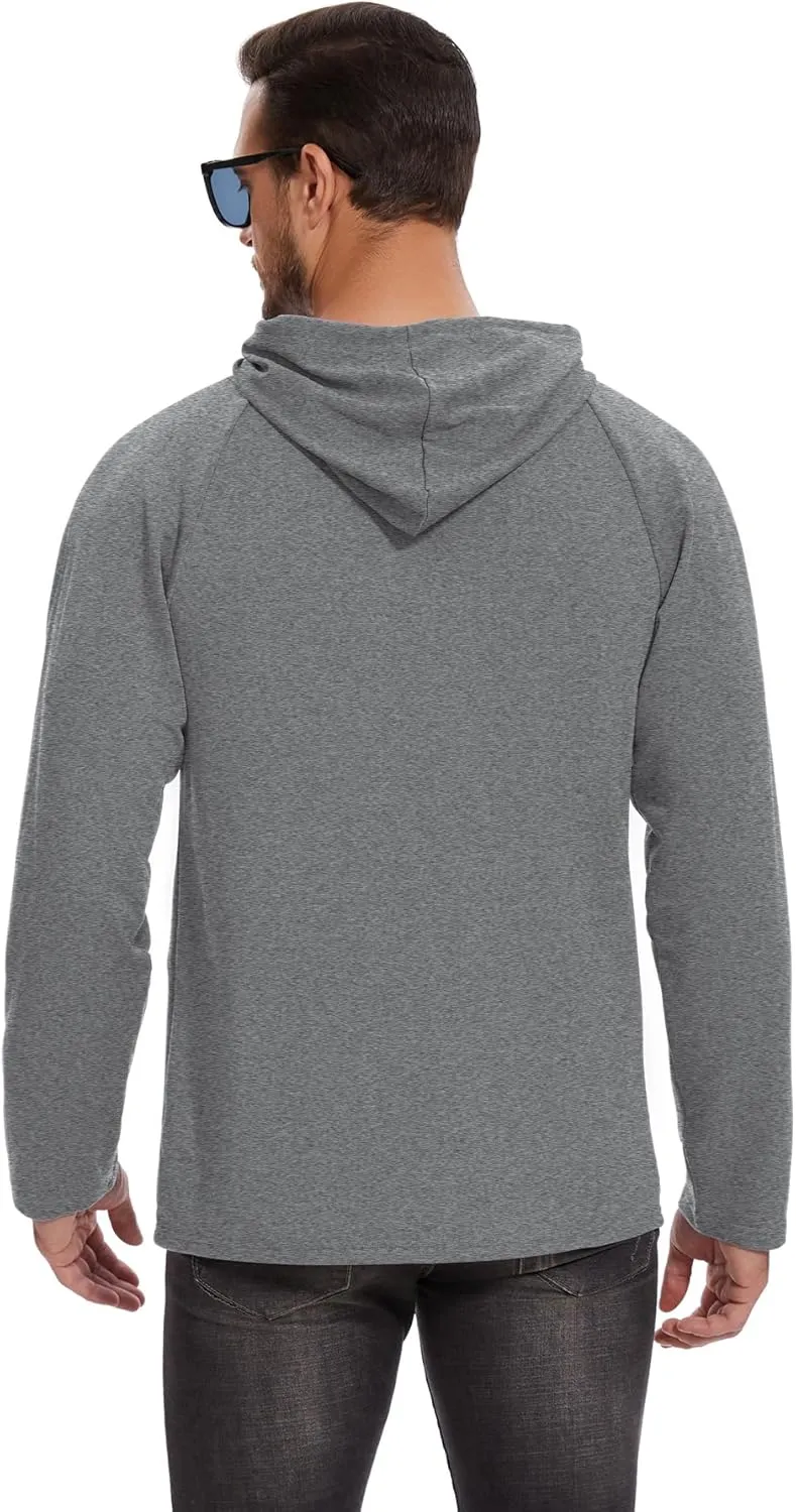 Men's Athletic Hoodies Pullover Long Sleeve Sweatshirts Casual Gym Hooded Drawstring Fall Winter Fashion Top Shirts