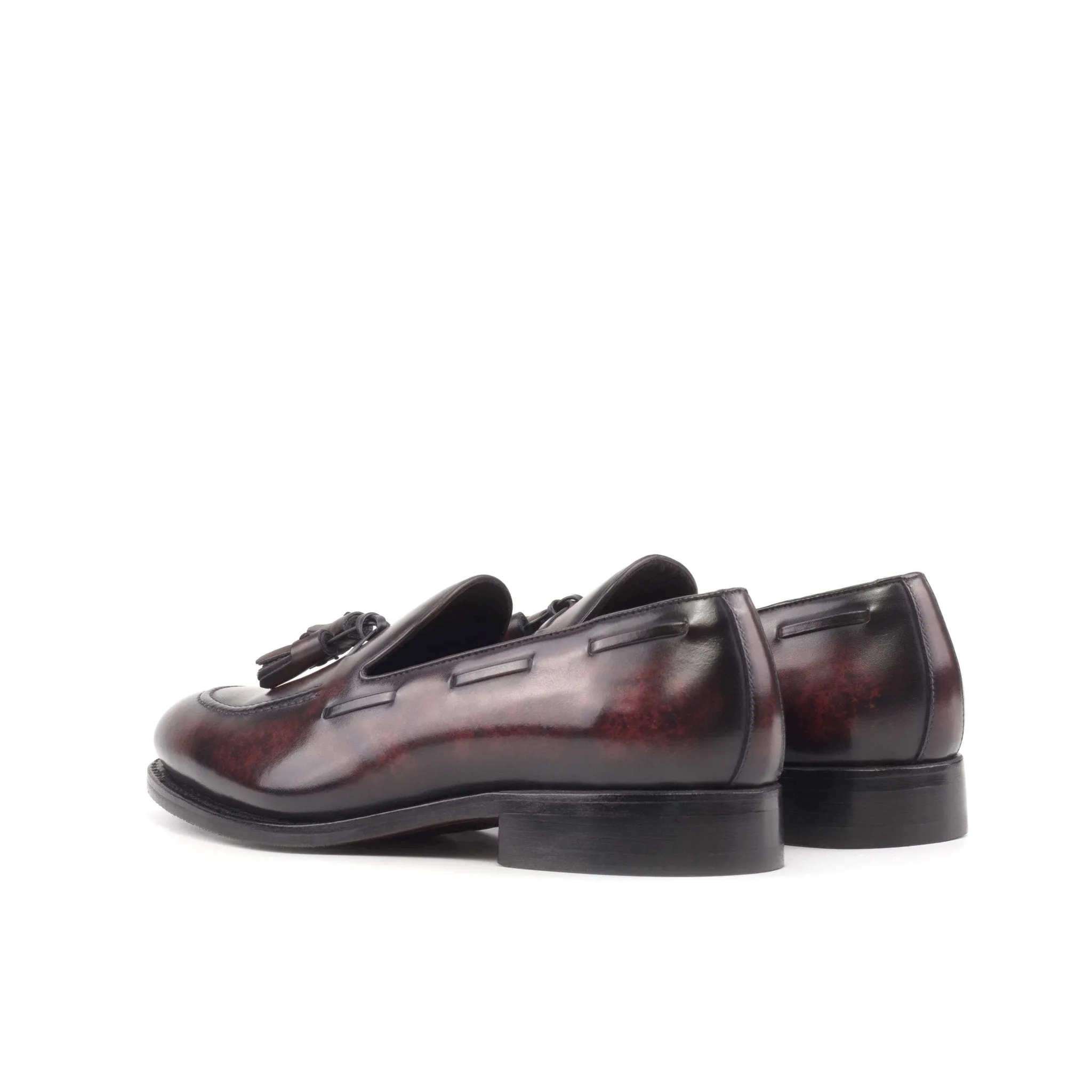 Men's Bespoke Burgundy Patina Tassel Loafers