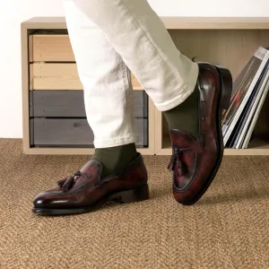 Men's Bespoke Burgundy Patina Tassel Loafers