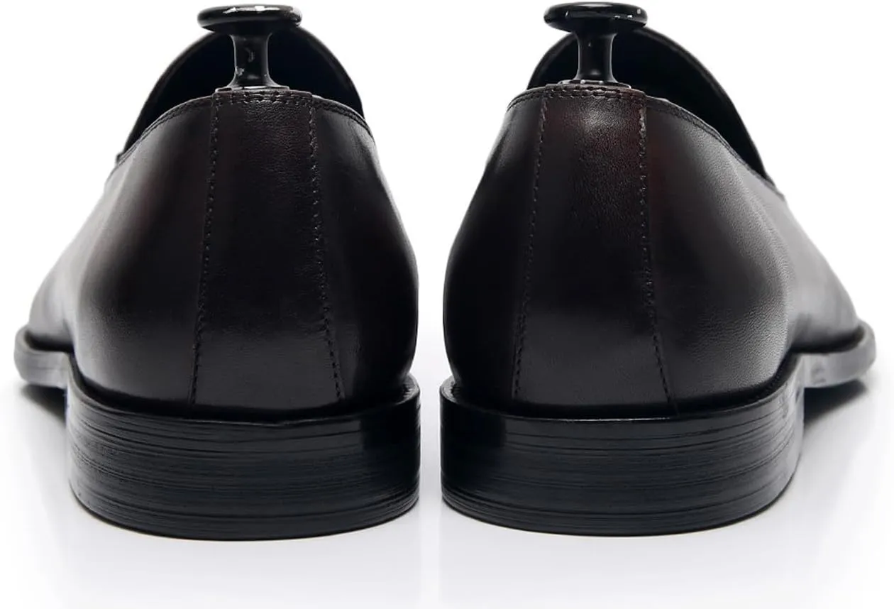 Men's Black Genuine Leather Tassel Loafers - Slip-On Dress Shoes for Casual, Business, Wedding & Prom - Modern Penny Loafers for Suits & Tuxedos