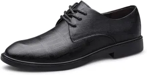 Men's Classic Lace Up Formal Tuxedo Derby Shoes - Comfortable Pointed Toe Oxfords for Business, Weddings, and Casual Events