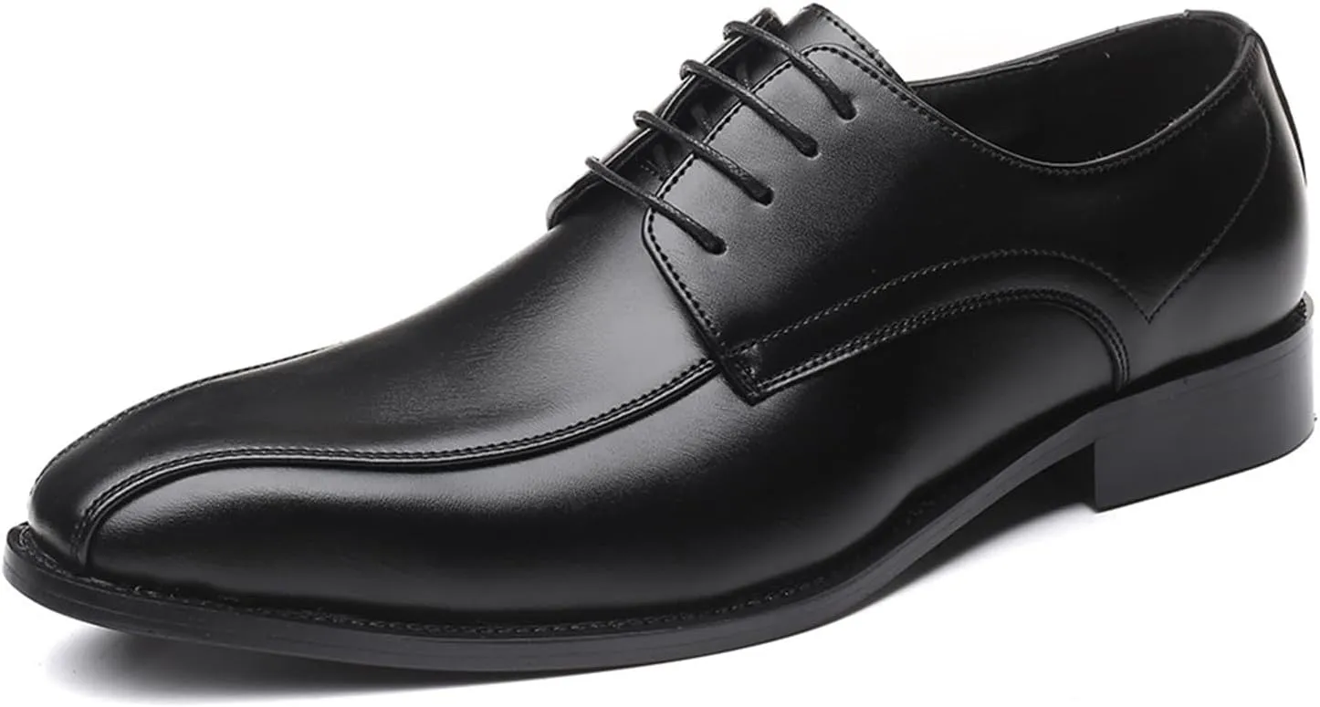 Men's Comfort Dress Shoes Slip On Pointed Toe Derbys Formal Business Casual Oxford Trendy Plaid Upper Tuxedo Shoes for Men