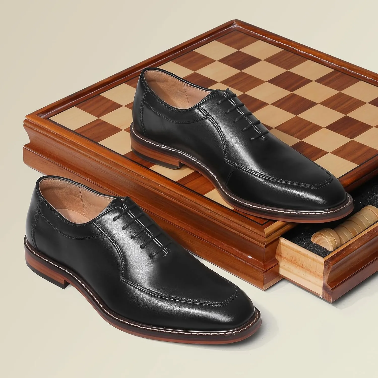 Men's Dress Shoes Genuine Leather Oxford for Men Classic Comfortable Formal Business lace up No Creases Mens Dress Shoes