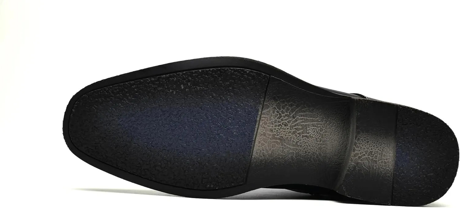 Mens Fashion Dress Boots - Black Genuine Leather Classic Brogue Style Oxford Ankle Boots