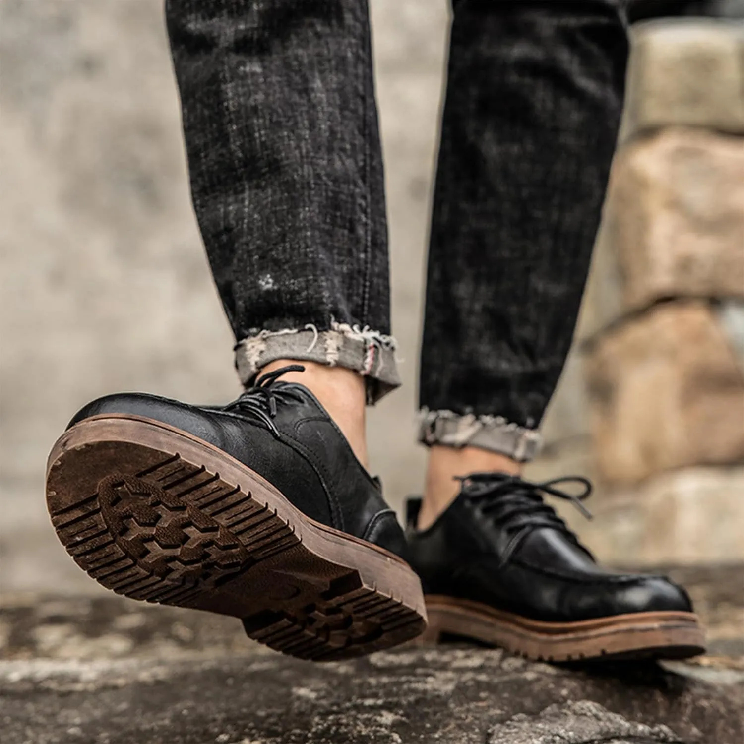 Mens Fashion Formal Retro Oxford Shoes Modern Comfort Slip-on Lace Up Sewing Oxford Sneakers Classic Casual British All-Match Driving Dress Loafer Shoes
