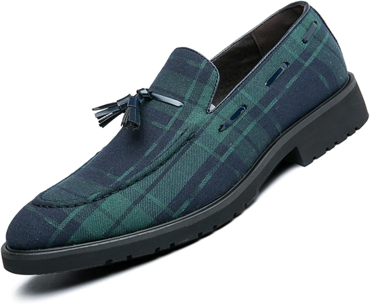 Men's Fashion Tassel Driving Dress Shoes Casual Blue Green Slip Ons Loafers Pointed Toe Non-Slip Party Wedding Comfortable Fringe Oxford