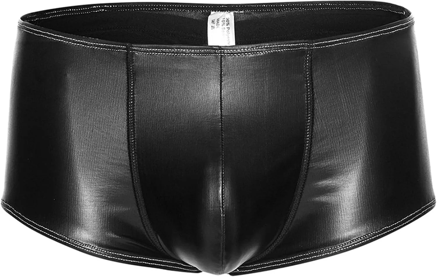 Men's Faux Leather Padded Boxer Briefs Butt Lifter and Front Pouch Shapewear Enhancer Shorts Low Rise Trunks Underwear