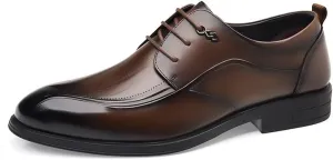 Men's Genuine Leather Platform Oxfords - Classic Lace Up Dress Shoes for Business and Formal Events