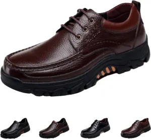 Men's Leather Arch Support Dress Shoes,Comfort Slip On/Lace up Non-Slip Softsole Casual Oxford Travel Walking Loafers