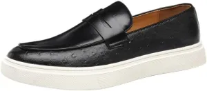 Men's Leather Chunky Platform Penny Loafers with Round Toe Design, Non-Slip Lug Sole for Office, Business, and Casual Wear