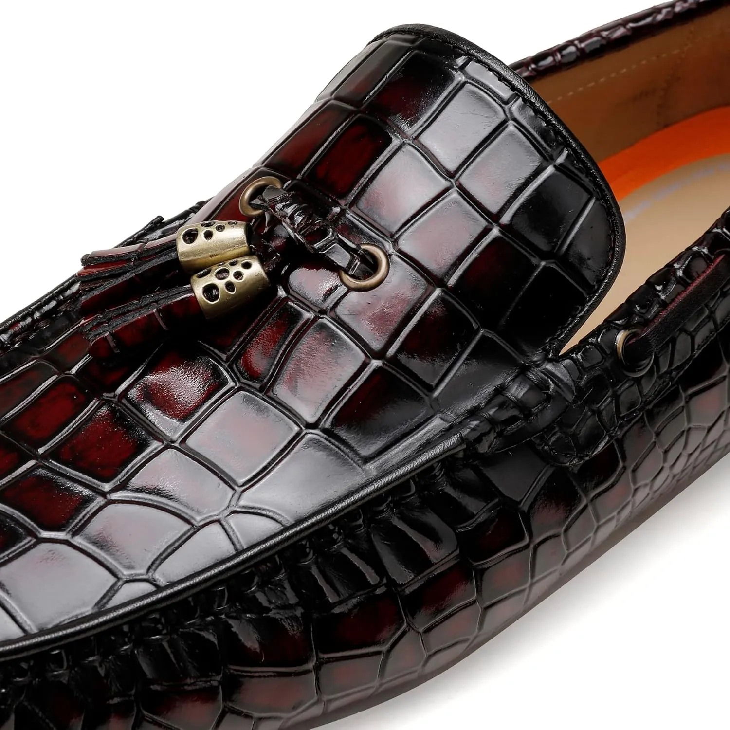 Men's Leather Penny Loafers, Casual Alligator Pattern Business Dress Shoes Slip on Driving Moccasins Loafer Shoes for Mens