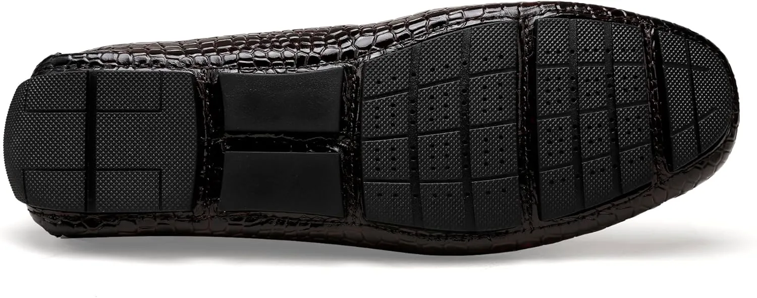 Men's Leather Penny Loafers, Casual Alligator Pattern Business Dress Shoes Slip on Driving Moccasins Loafer Shoes for Mens