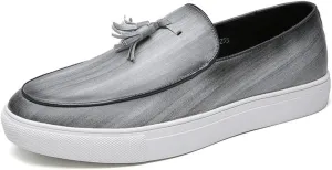 Men's Leather Tassel Slip On Loafers,Personalized Business Luxury Slip-on Leather Shoes,Slip-Resistant Driving Dress Shoes
