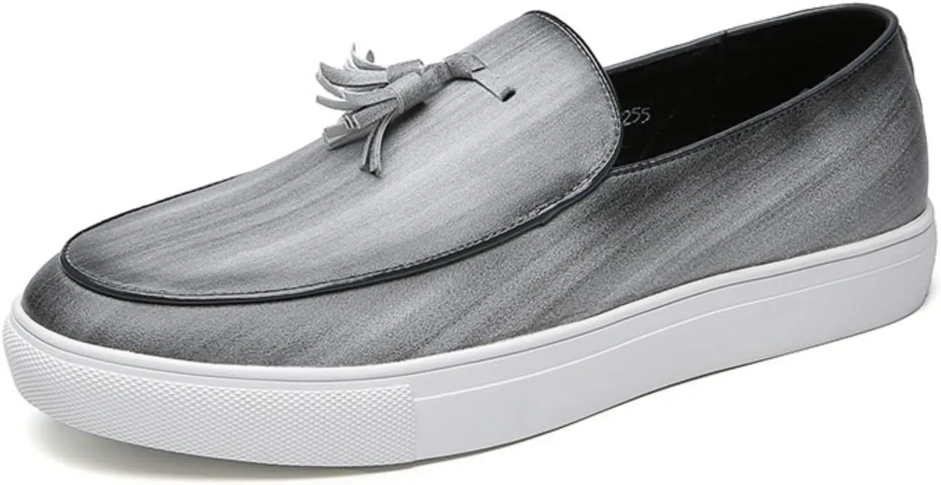Men's Leather Tassel Slip On Loafers,Personalized Business Luxury Slip-on Leather Shoes,Slip-Resistant Driving Dress Shoes