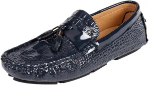 Men's Loafers Shoes Round Toe PU Leather Crocodile Print Tassel Driving Loafers Flexible Slip Resistant Anti-Slip Fashion Classic Slip-on