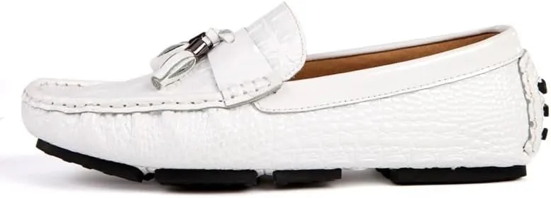 Men's Loafers Shoes Round Toe PU Leather Crocodile Print Tassel Driving Loafers Flexible Slip Resistant Anti-Slip Fashion Classic Slip-on