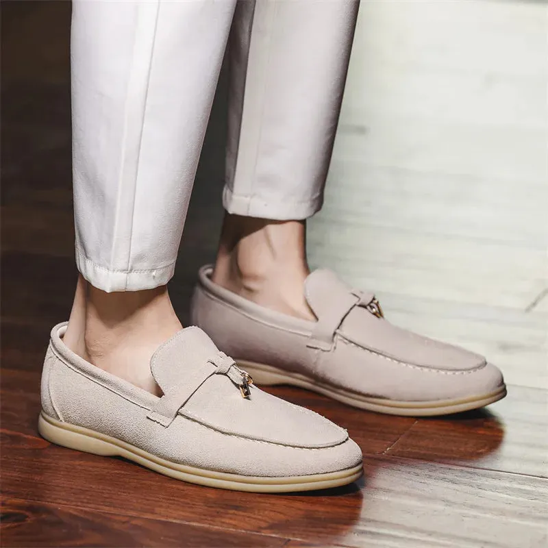 Men’s Loafers – Suede Slip-On – Slim Fit – Tassel Accent – Rubber Sole – Smart Casual