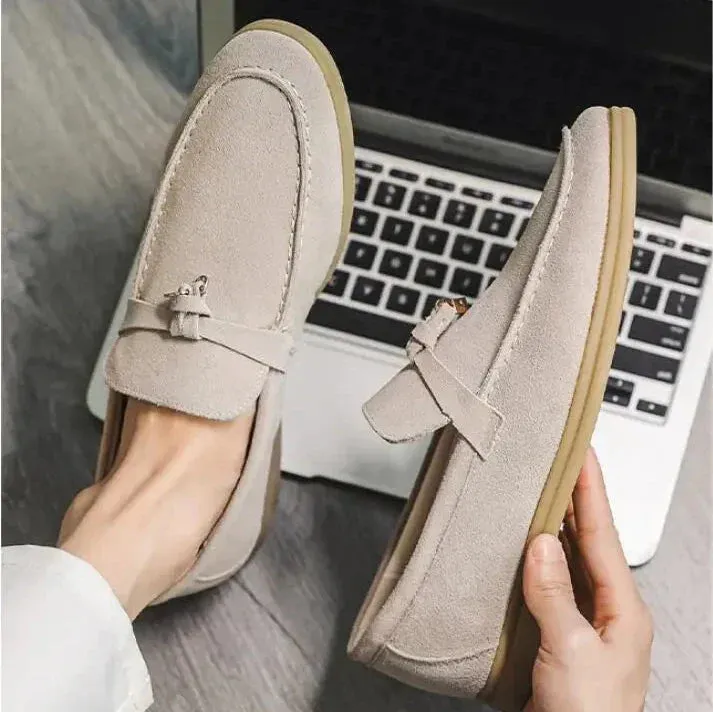 Men’s Loafers – Suede Slip-On – Slim Fit – Tassel Accent – Rubber Sole – Smart Casual
