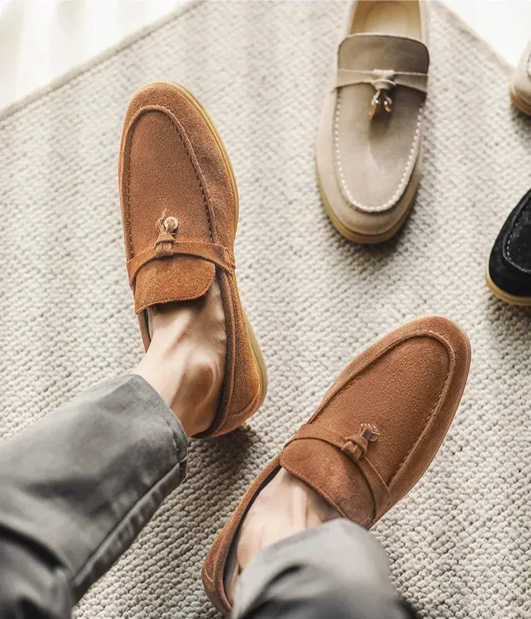 Men’s Loafers – Suede Slip-On – Slim Fit – Tassel Accent – Rubber Sole – Smart Casual