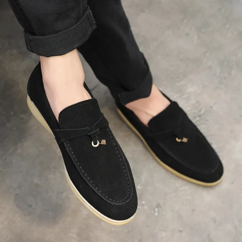 Men’s Loafers – Suede Slip-On – Slim Fit – Tassel Accent – Rubber Sole – Smart Casual