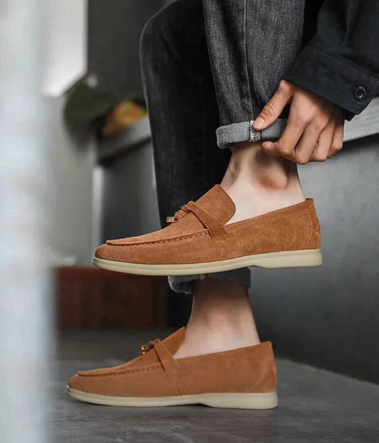 Men’s Loafers – Suede Slip-On – Slim Fit – Tassel Accent – Rubber Sole – Smart Casual