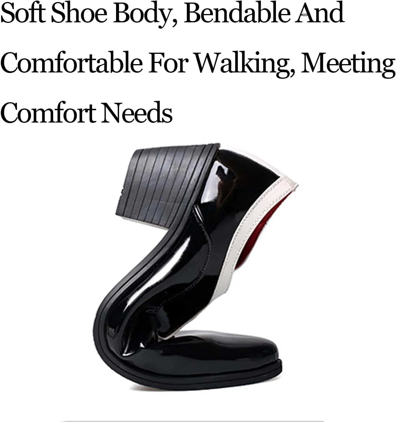 Men's Patent Leather Lace up Block Heel Oxford Shoes Pointed Toe Chunky Low Heel Two Tone Business Dress Loafers Business Derby Shoes Office Prom Evening Wedding Shoes