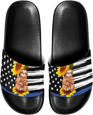 Mens Pillow House Slide Sandals Non-Slip Black Bath Sandals Wide Width EVA Flat Shoes Quick Drying Peep Toe Slippers Beach Dress Shoes