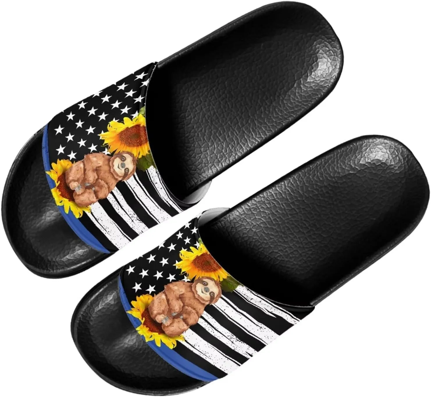 Mens Pillow House Slide Sandals Non-Slip Black Bath Sandals Wide Width EVA Flat Shoes Quick Drying Peep Toe Slippers Beach Dress Shoes