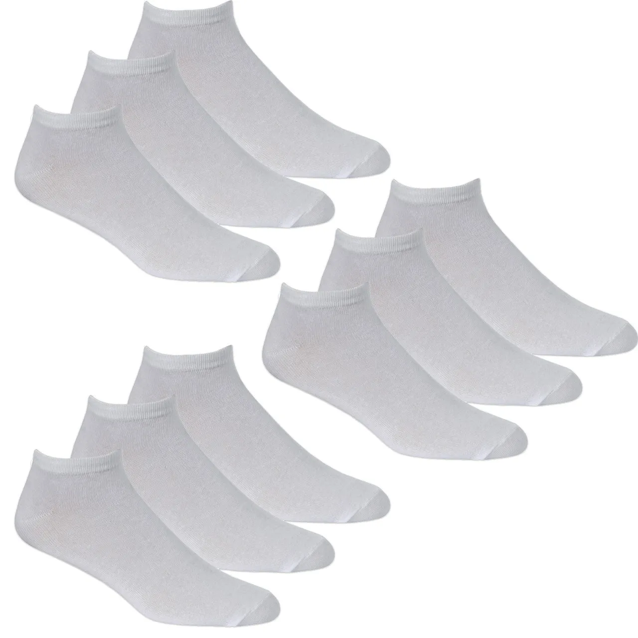 Mens Sports Trainer Liner Insert Low Cut Socks White 9 Pairs