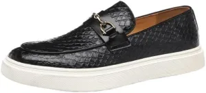 Men's Stylish Leather Penny Loafers with Chunky Platform, Non-Slip Lug Sole, and Round Toe Design for Casual and Business Wear